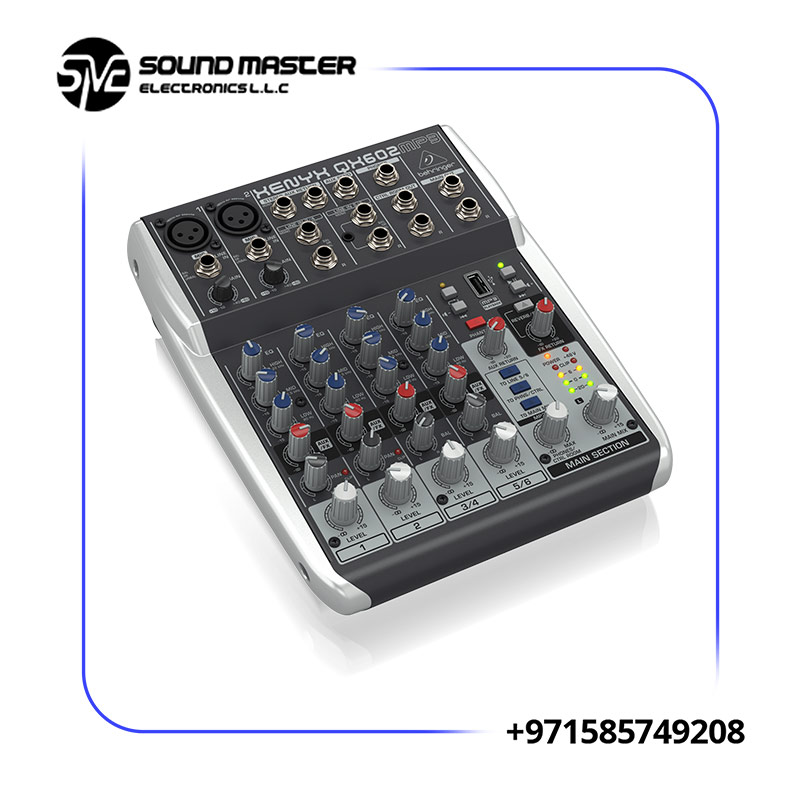S3 Behringer QX602MP3 Premium 6-Input 2-Bus Mixer with XENYX Mic Preamps