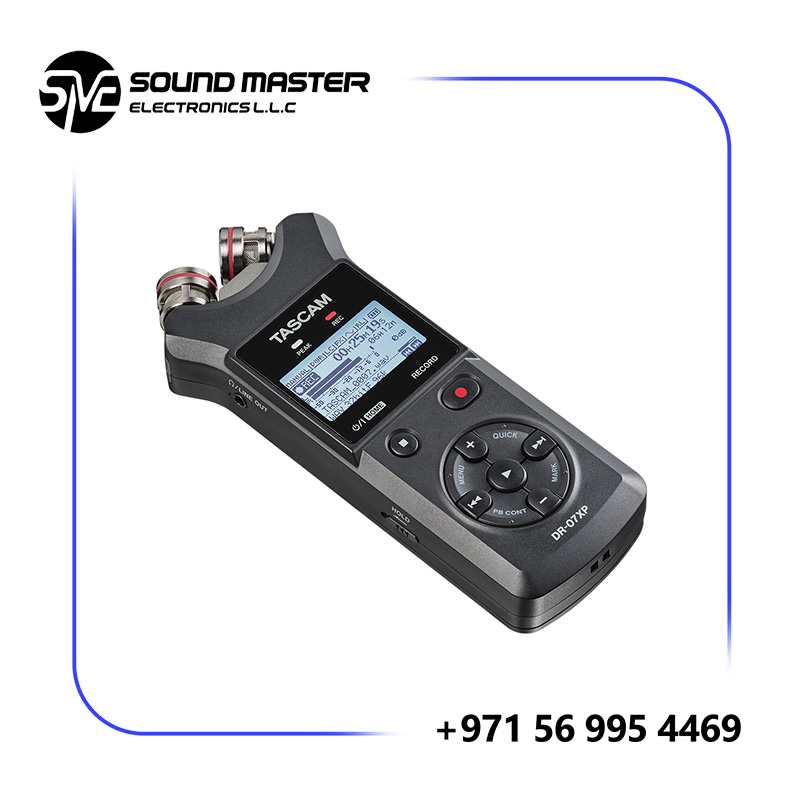 S2 TASCAM DR-07XP Stereo Handheld Audio Recorder With USB Audio Interface and Adjustable Microphones