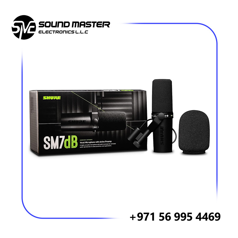 S4 Shure SM7dB Vocal Microphone with Built-in Preamp – Studio Mic for Streaming, Podcasting and Recording