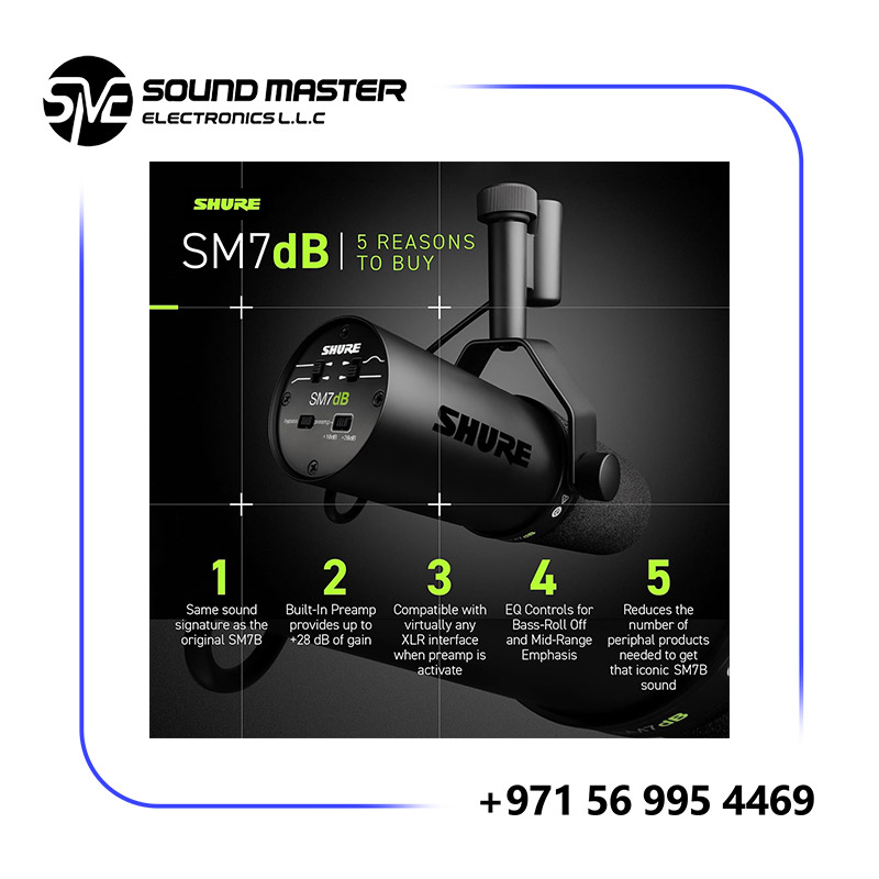 S6 Shure SM7dB Vocal Microphone with Built-in Preamp – Studio Mic for Streaming, Podcasting and Recording