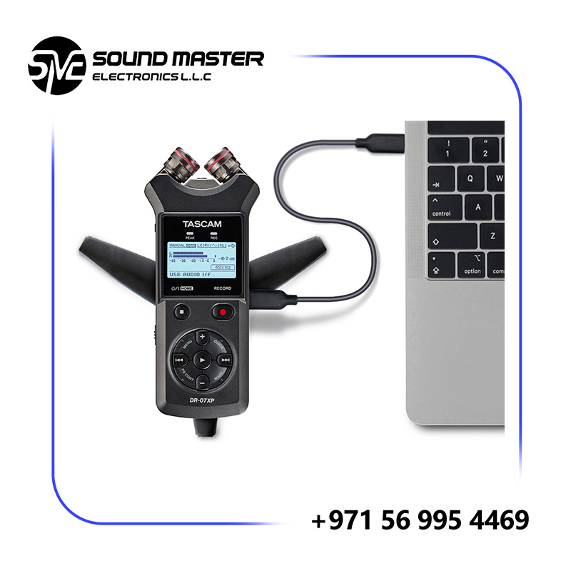 S8 TASCAM DR-07XP Stereo Handheld Audio Recorder With USB Audio Interface and Adjustable Microphones