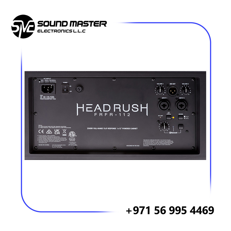 S14 HeadRush FRFR112 MKII - 2500W Electric and Bass Guitar Amp, 12" Full-Range Flat-Response Bluetooth Speaker