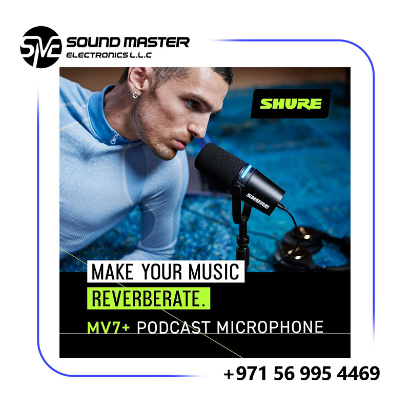 S4 Shure MV7+-K Podcast XLR/USB Microphone Bundle with Gator Desktop Stand (Black)